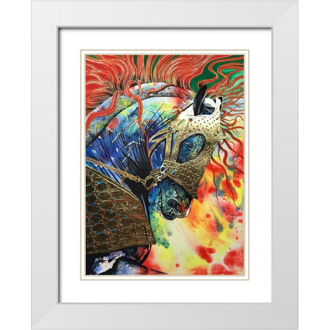 Fire of the Stallion White Modern Wood Framed Art Print with Double Matting by Stevenson, Graeme
