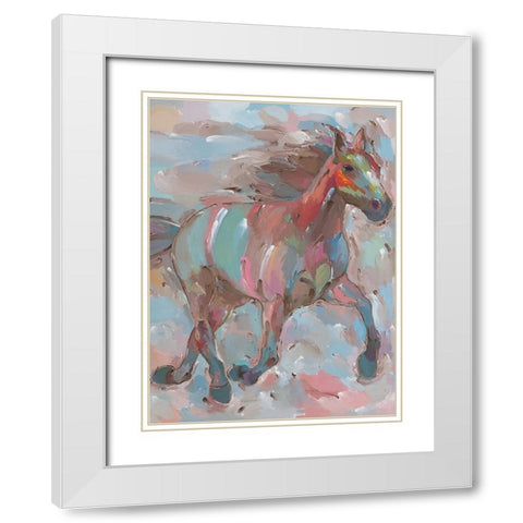 Happy Hooves White Modern Wood Framed Art Print with Double Matting by Khorasani, Hooshang