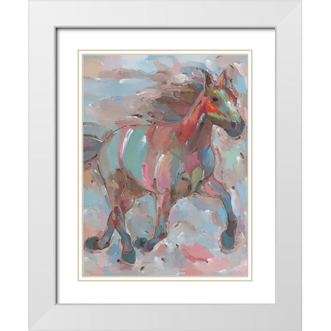 Happy Hooves White Modern Wood Framed Art Print with Double Matting by Khorasani, Hooshang