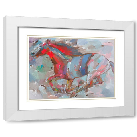 Fiery Runner White Modern Wood Framed Art Print with Double Matting by Khorasani, Hooshang