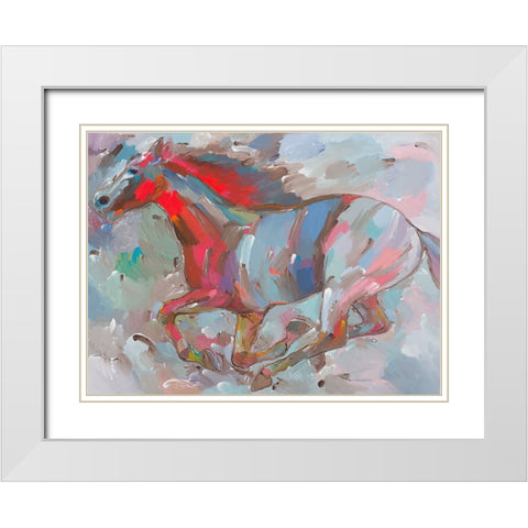 Fiery Runner White Modern Wood Framed Art Print with Double Matting by Khorasani, Hooshang