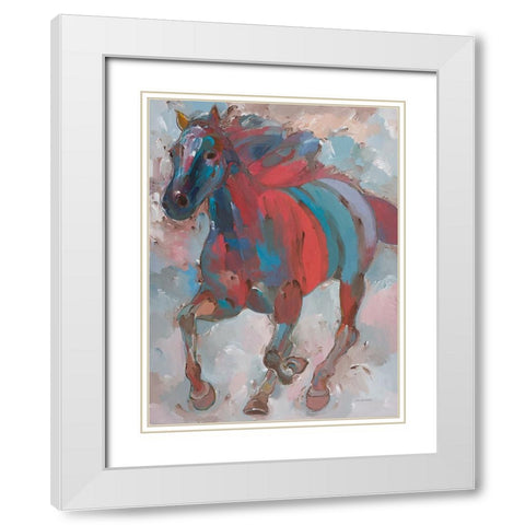 Spirit Runner White Modern Wood Framed Art Print with Double Matting by Khorasani, Hooshang