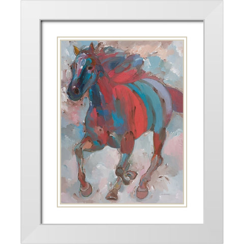 Spirit Runner White Modern Wood Framed Art Print with Double Matting by Khorasani, Hooshang