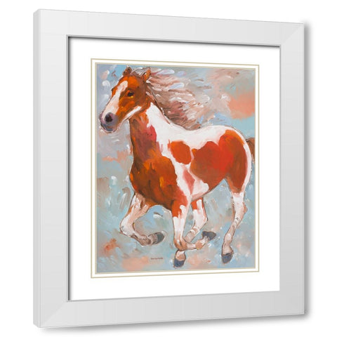 Painted Horse White Modern Wood Framed Art Print with Double Matting by Khorasani, Hooshang