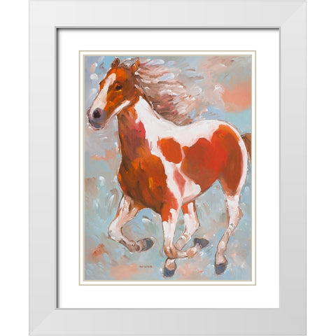 Painted Horse White Modern Wood Framed Art Print with Double Matting by Khorasani, Hooshang