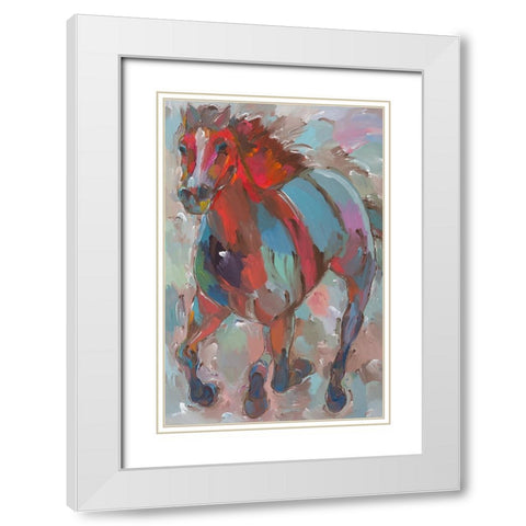 Red Warrior White Modern Wood Framed Art Print with Double Matting by Khorasani, Hooshang