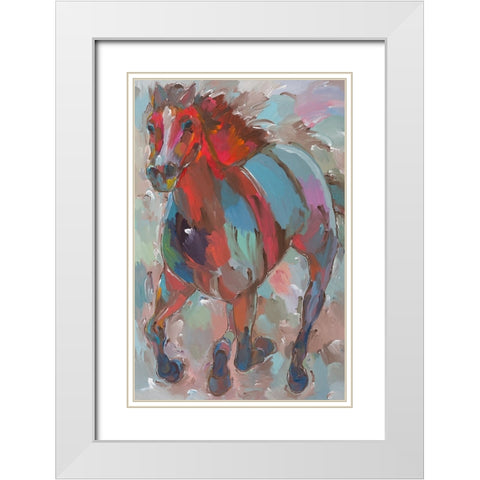 Red Warrior White Modern Wood Framed Art Print with Double Matting by Khorasani, Hooshang