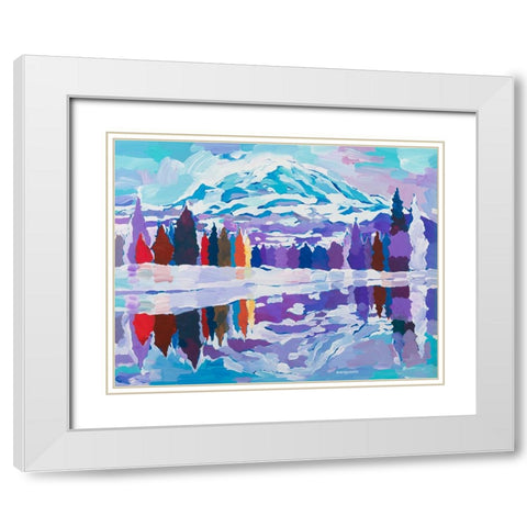 Natures Reflection White Modern Wood Framed Art Print with Double Matting by Khorasani, Hooshang