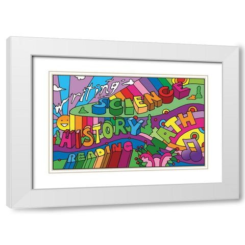School Courses White Modern Wood Framed Art Print with Double Matting by Green, Howie
