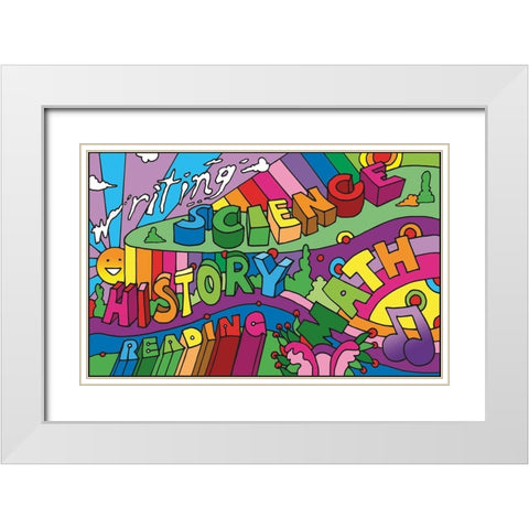 School Courses White Modern Wood Framed Art Print with Double Matting by Green, Howie