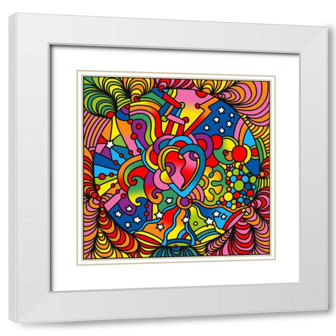 Pop Art Heart Swirls White Modern Wood Framed Art Print with Double Matting by Green, Howie