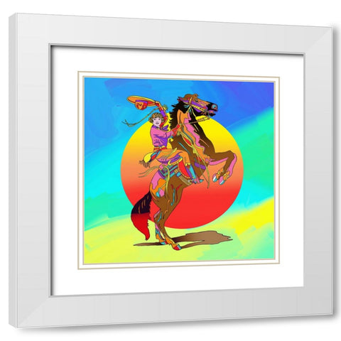 Pop-Art-Cowgirl White Modern Wood Framed Art Print with Double Matting by Green, Howie