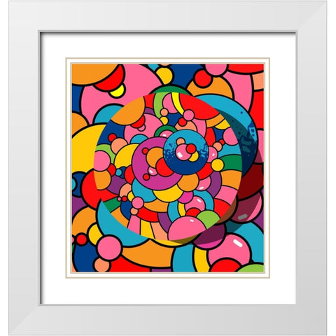 Coaster Orb White Modern Wood Framed Art Print with Double Matting by Green, Howie