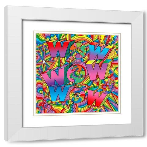 Wow Wow Wow White Modern Wood Framed Art Print with Double Matting by Green, Howie