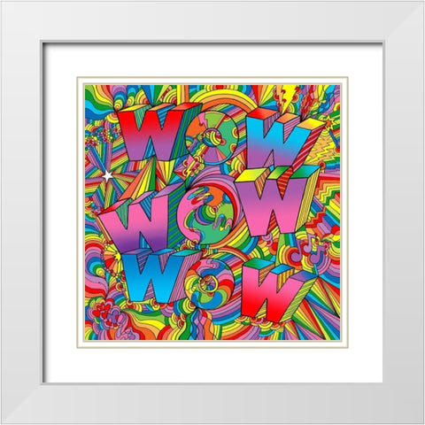 Wow Wow Wow White Modern Wood Framed Art Print with Double Matting by Green, Howie