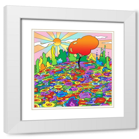 Poo Art Landscape Hill White Modern Wood Framed Art Print with Double Matting by Green, Howie