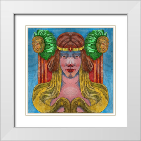 Goddess White Modern Wood Framed Art Print with Double Matting by Green, Howie