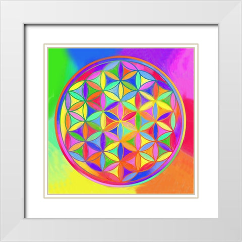 Sacred Geo Flower of Life White Modern Wood Framed Art Print with Double Matting by Green, Howie