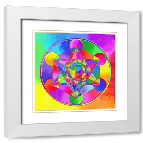 Sacred Geo Metarons Cube White Modern Wood Framed Art Print with Double Matting by Green, Howie