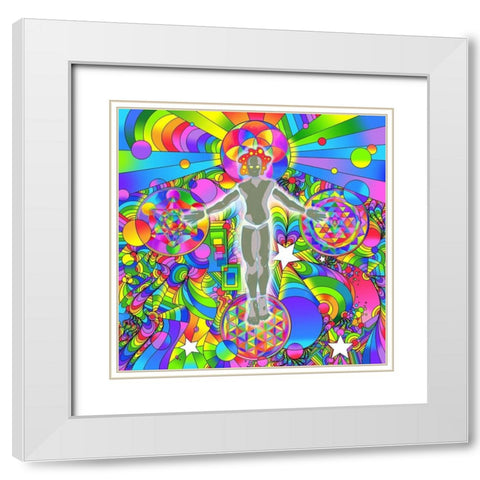 Sacred Geometry Figure White Modern Wood Framed Art Print with Double Matting by Green, Howie