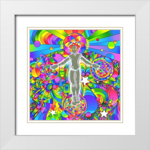 Sacred Geometry Figure White Modern Wood Framed Art Print with Double Matting by Green, Howie
