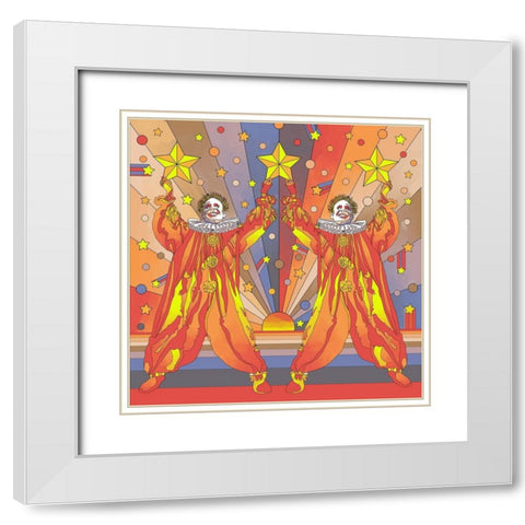 Clown-Duo White Modern Wood Framed Art Print with Double Matting by Green, Howie