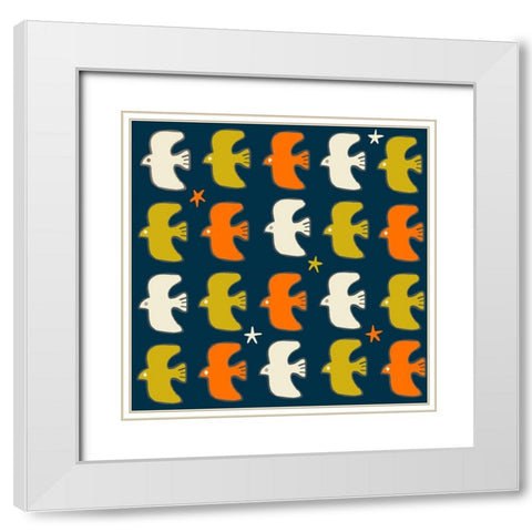 20-16 Native Bird White Modern Wood Framed Art Print with Double Matting by HUE and MI and Sangita