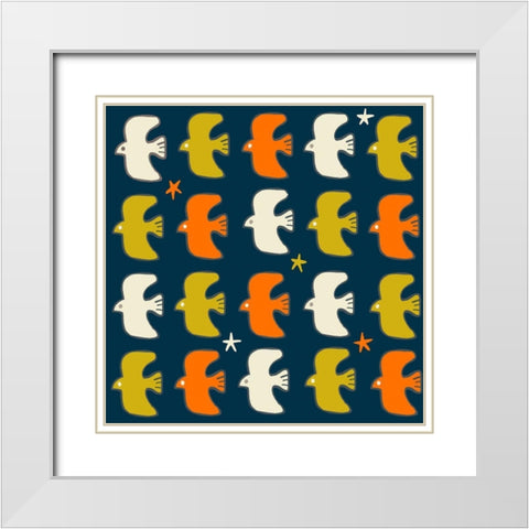 20-16 Native Bird White Modern Wood Framed Art Print with Double Matting by HUE and MI and Sangita