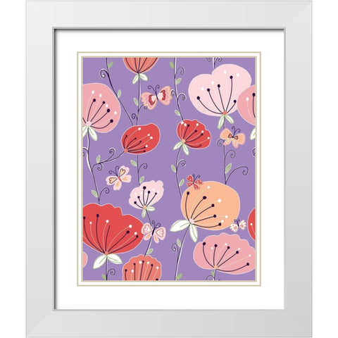 Tulips White Modern Wood Framed Art Print with Double Matting by HUE and MI and Sangita