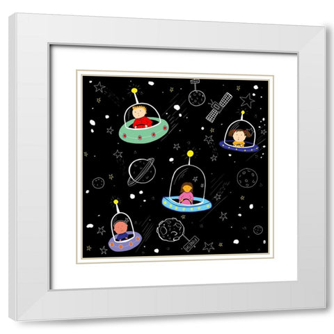 A Race In Space White Modern Wood Framed Art Print with Double Matting by HUE and MI and Sangita