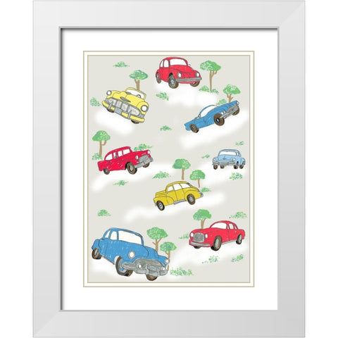 Broom Broom White Modern Wood Framed Art Print with Double Matting by HUE and MI and Sangita