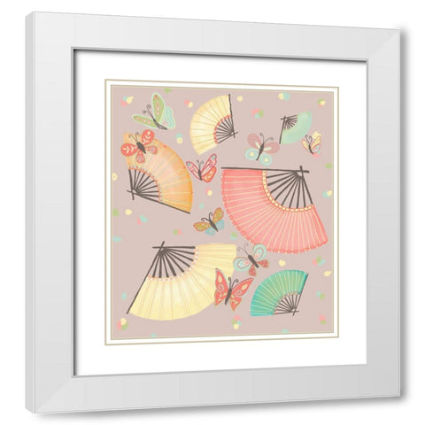 Fan White Modern Wood Framed Art Print with Double Matting by HUE and MI and Sangita