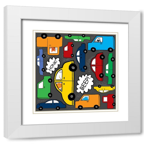 Its A Jungle Out There White Modern Wood Framed Art Print with Double Matting by HUE and MI and Sangita