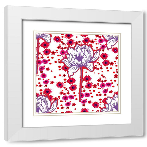 20-66 Flower Drops White Modern Wood Framed Art Print with Double Matting by HUE and MI and Sangita