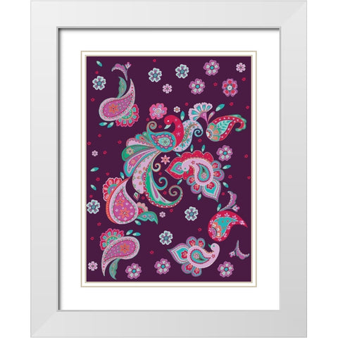 Peacock White Modern Wood Framed Art Print with Double Matting by HUE and MI and Sangita