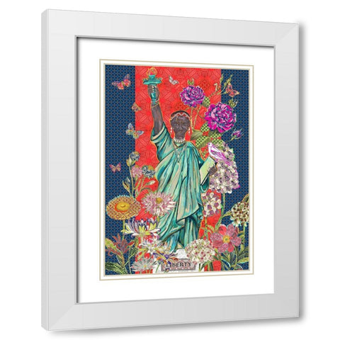 Liberty White Modern Wood Framed Art Print with Double Matting by HUE and MI and Sangita