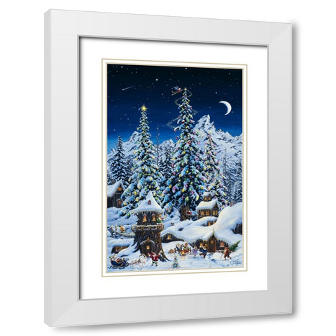 Christmas With The Elves White Modern Wood Framed Art Print with Double Matting by Tift, Jeff