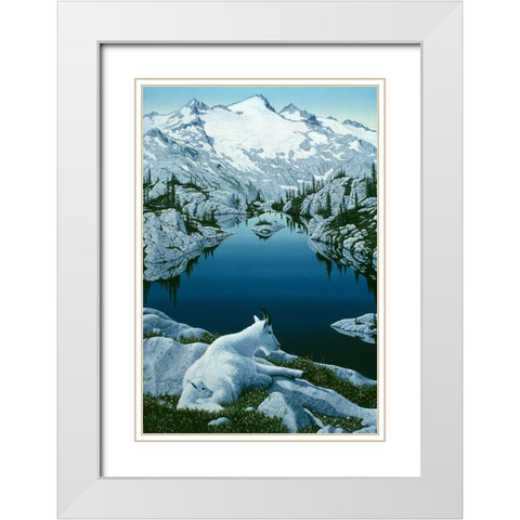 Cascade Summer White Modern Wood Framed Art Print with Double Matting by Tift, Jeff