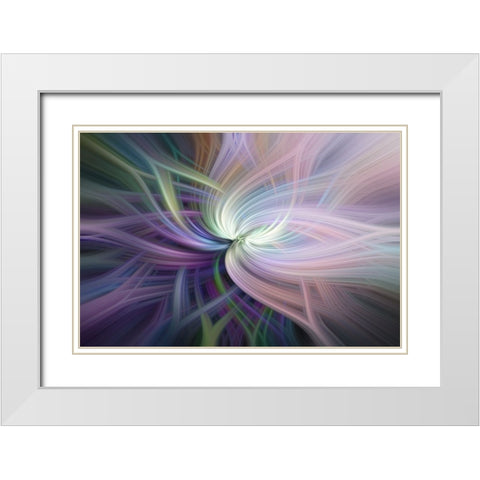 Mystery of Colors Glow of Galactic Rose White Modern Wood Framed Art Print with Double Matting by Jenny Rainbow Fine Art