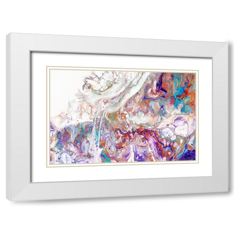 Fluid Acrylic Oriental Treasures White Modern Wood Framed Art Print with Double Matting by Jenny Rainbow Fine Art