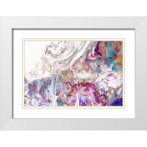 Fluid Acrylic Oriental Treasures White Modern Wood Framed Art Print with Double Matting by Jenny Rainbow Fine Art