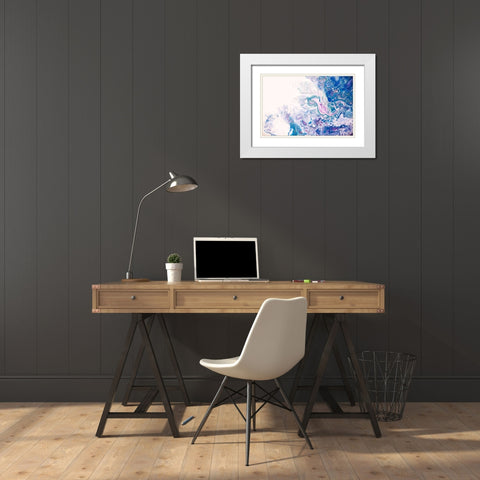Fluid Acrylic Underwater Worlds 2 White Modern Wood Framed Art Print with Double Matting by Jenny Rainbow Fine Art