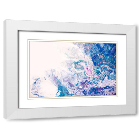 Fluid Acrylic Underwater Worlds 2 White Modern Wood Framed Art Print with Double Matting by Jenny Rainbow Fine Art