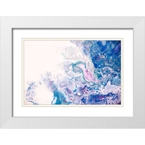 Fluid Acrylic Underwater Worlds 2 White Modern Wood Framed Art Print with Double Matting by Jenny Rainbow Fine Art