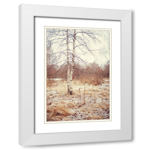 Grace in the Snow White Modern Wood Framed Art Print with Double Matting by Jenny Rainbow Fine Art