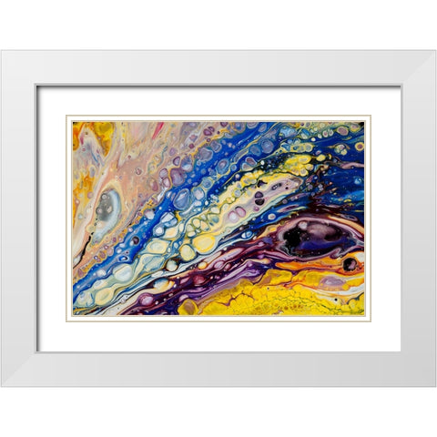 Fluid Acrylic Iridescent Reality 2 White Modern Wood Framed Art Print with Double Matting by Jenny Rainbow Fine Art