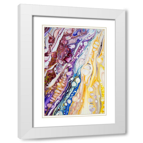 Fluid Acrylic Iridescent Reality 3 White Modern Wood Framed Art Print with Double Matting by Jenny Rainbow Fine Art