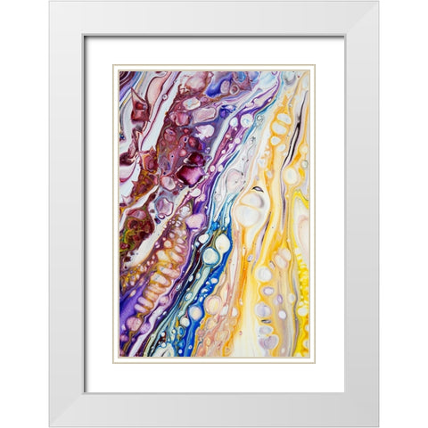 Fluid Acrylic Iridescent Reality 3 White Modern Wood Framed Art Print with Double Matting by Jenny Rainbow Fine Art