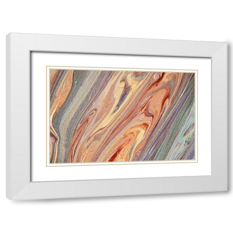 Fluid Acrylic Multicolored Flows White Modern Wood Framed Art Print with Double Matting by Jenny Rainbow Fine Art