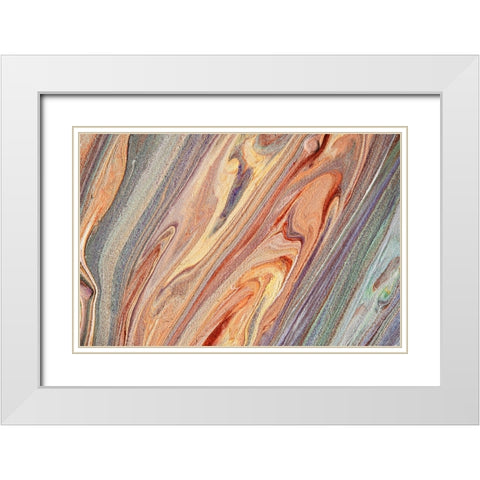 Fluid Acrylic Multicolored Flows White Modern Wood Framed Art Print with Double Matting by Jenny Rainbow Fine Art
